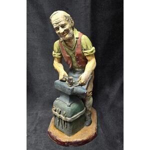 Vintage Blacksmith Figurine Smiling While Working Hard Collectible Home Decor